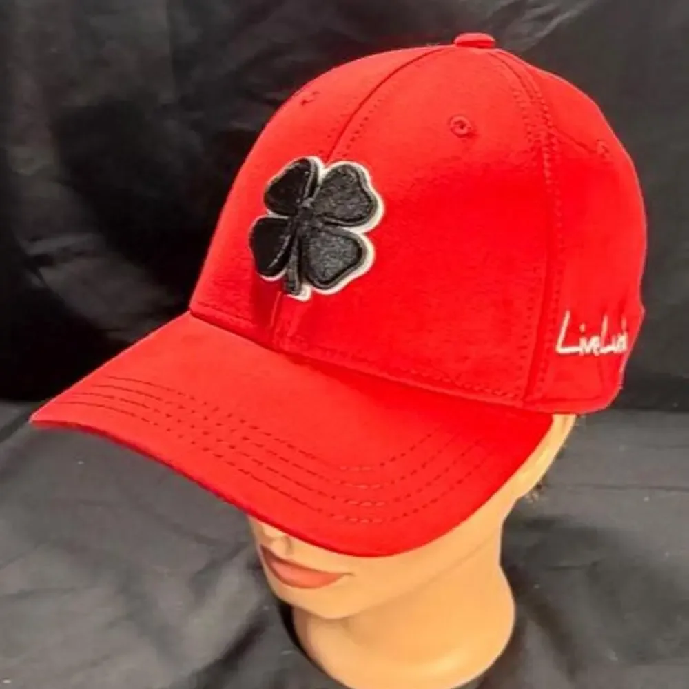 🚨 Premium Black Clover 29 Red & Black Stretch Fit “Live Lucky” Golf Hat Cap 🧢